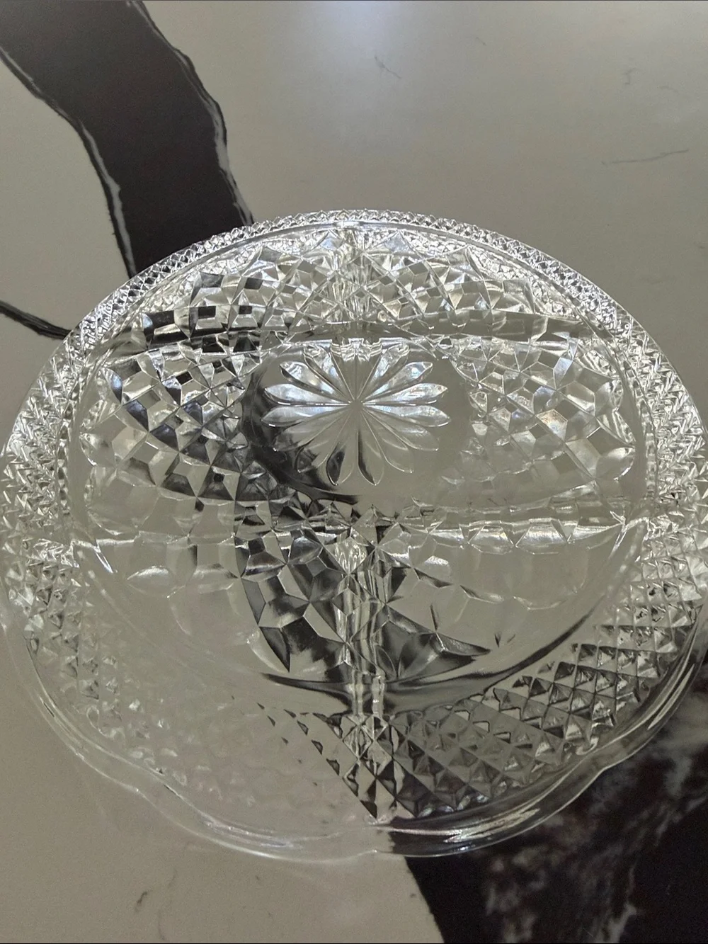Clear Glass Divided Serving Platter - Elegant Scalloped Design
